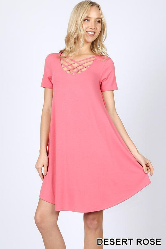 Desert Rose Criss Cross Breezy Short Dress